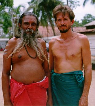 Harrigan and friend at Esala festival