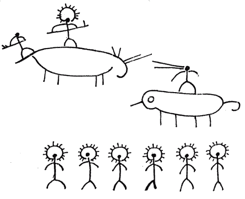 Wanniyal-aeto cave drawings found at Hamangala (20kb)